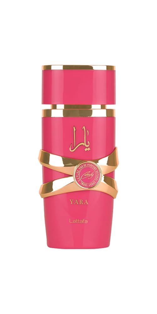 Lattafa Yara Candy front bottle showing elegant label and sweet scent benefit
