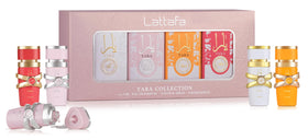 Lattafa Yara collection front packaging showing four 5 ml bottles for gifting