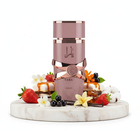 Lattafa Yara Elixir concept image with vanilla and caramel to show gourmand warmth