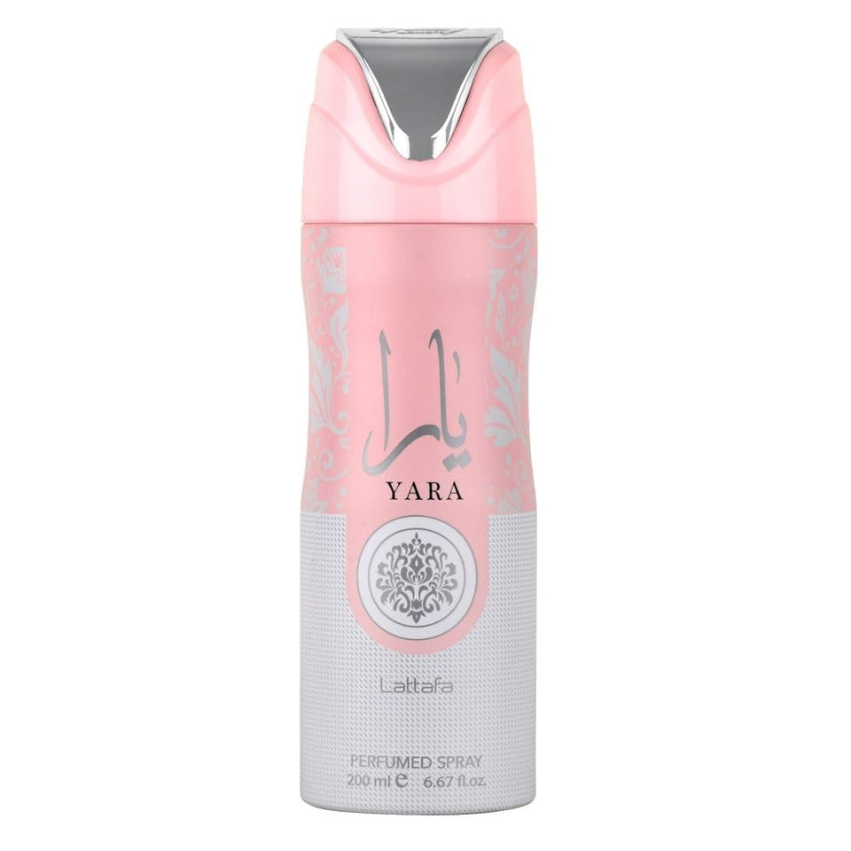 Lattafa Yara front bottle view showing label and portable 6.67 oz size benefit