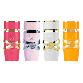 Lattafa Yara set in a travel purse illustrating portability and convenience