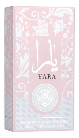 Lattafa Yara on vanity with box showing gift-ready presentation benefit