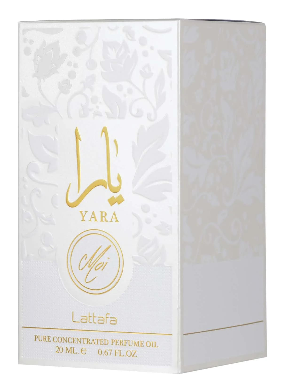 Lattafa Yara Moi angled bottle detail highlighting premium finish and appeal