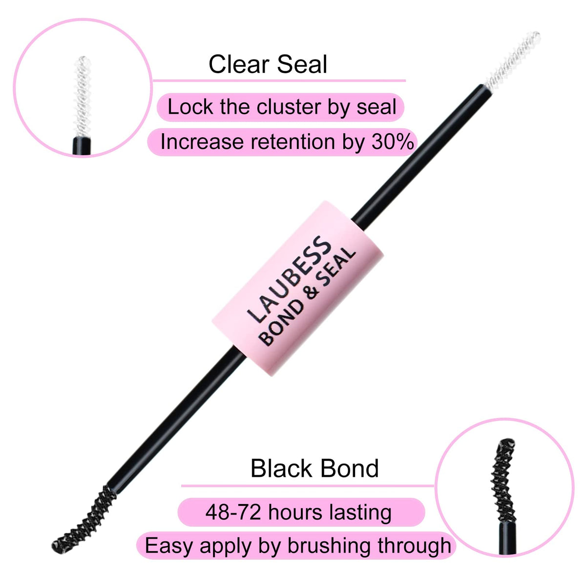 LAUBESS curved mini mascara brush detail for even glue application benefit