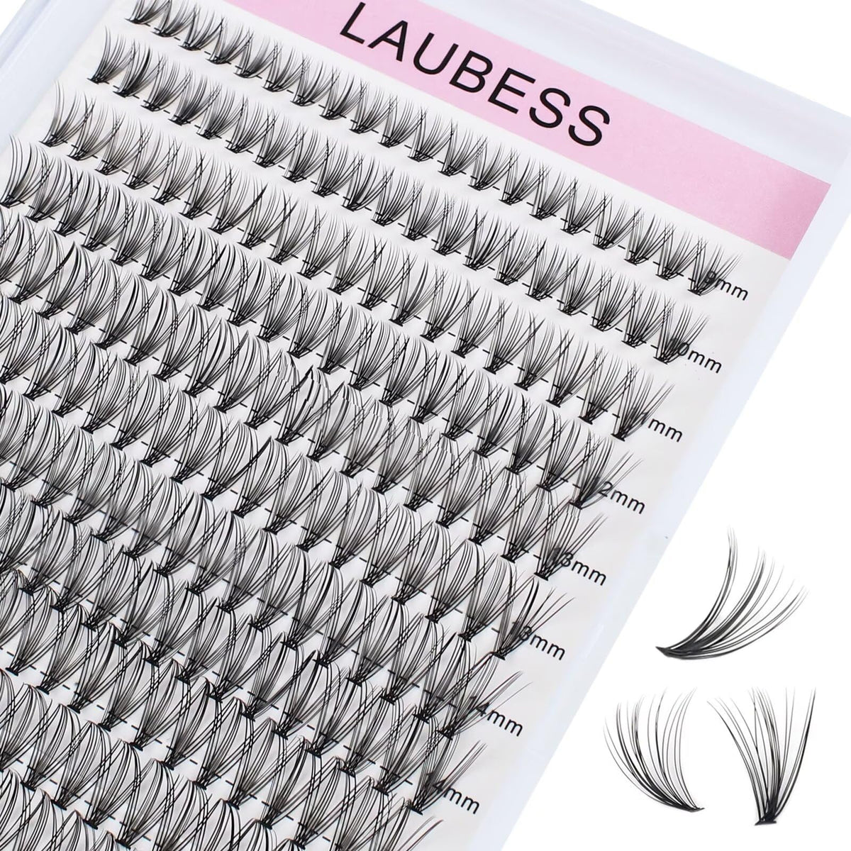 LAUBESS front packaging showing 240 cluster lash tray and product variety benefit