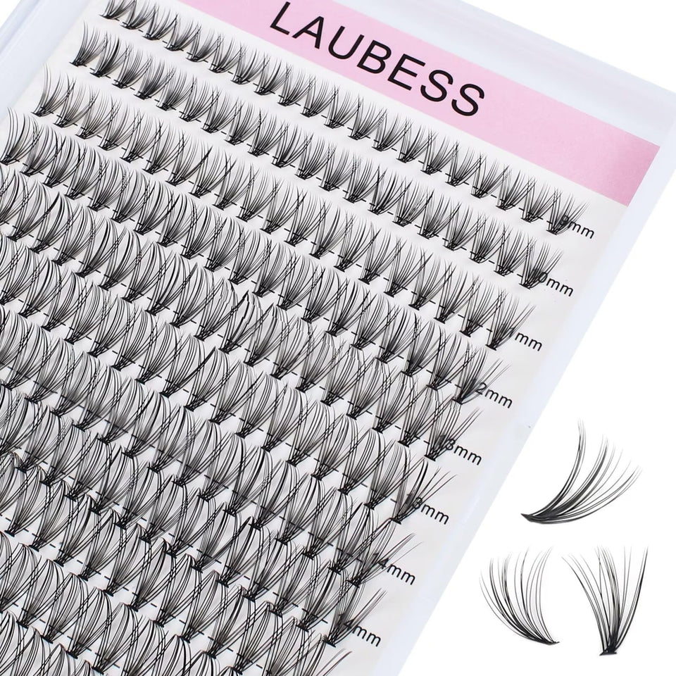 LAUBESS front packaging showing 240 cluster lash tray and product variety benefit