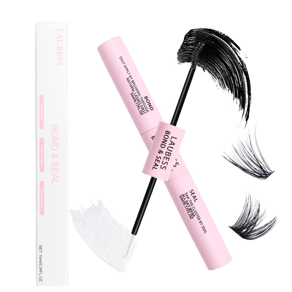 LAUBESS front packaging showing dual-ended lash bond and seal with clear benefit