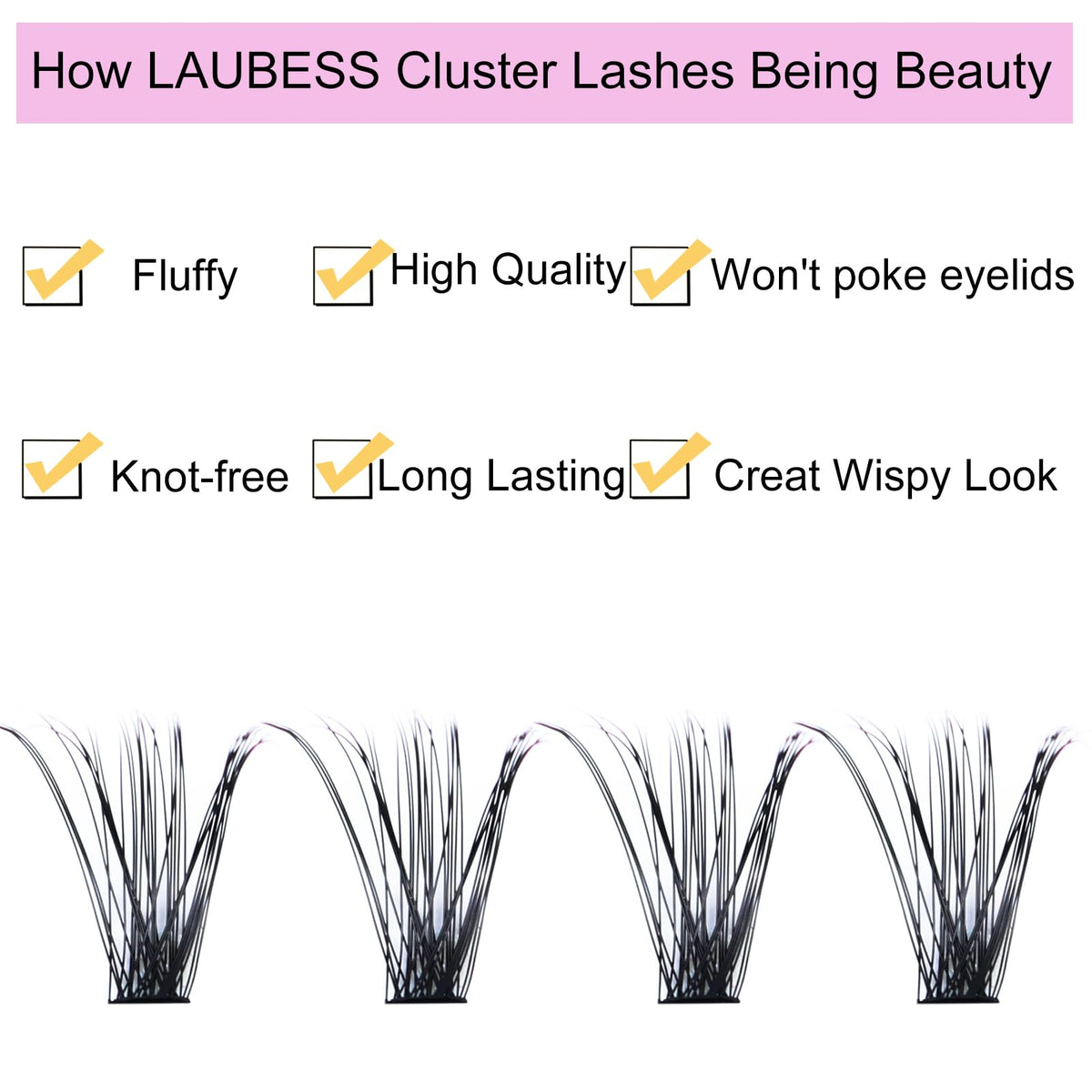 LAUBESS cluster lash being applied with tweezers showing easy DIY placement benefit