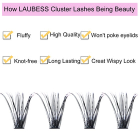 LAUBESS cluster lash being applied with tweezers showing easy DIY placement benefit
