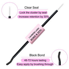LAUBESS LASH bond and seal close-up showing dual-ended applicator precision
