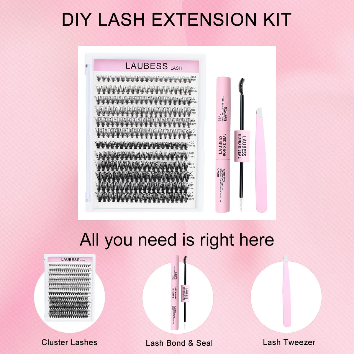 LAUBESS LASH large tray with 20D and 40D clusters for custom volume
