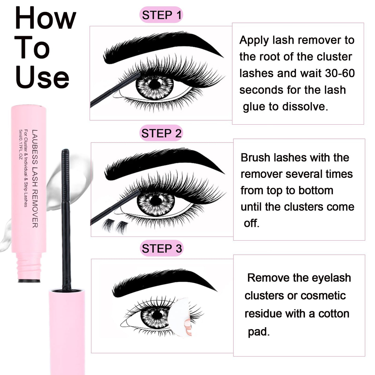 LAUBESS LASH size scale comparison in hand highlighting travel-friendly bottle