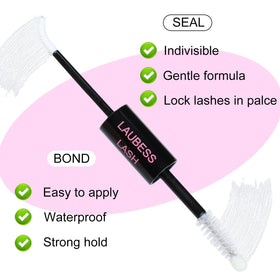 LAUBESS LASH spiral brush closeup ensuring even adhesive application for precise placement