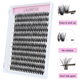 LAUBESS size comparison against natural lashes showing scale for tailored volume benefit
