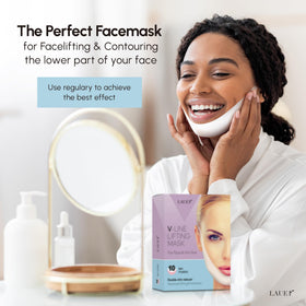 LAUER COSMETIC size comparison with hand to show mask dimensions and portability