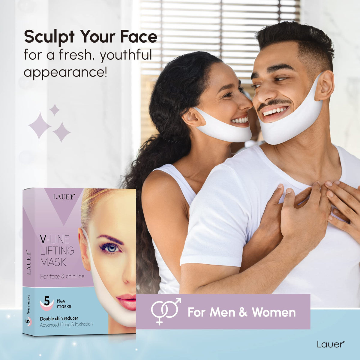LAUER COSMETIC mask held in hand to show size and fit advantage