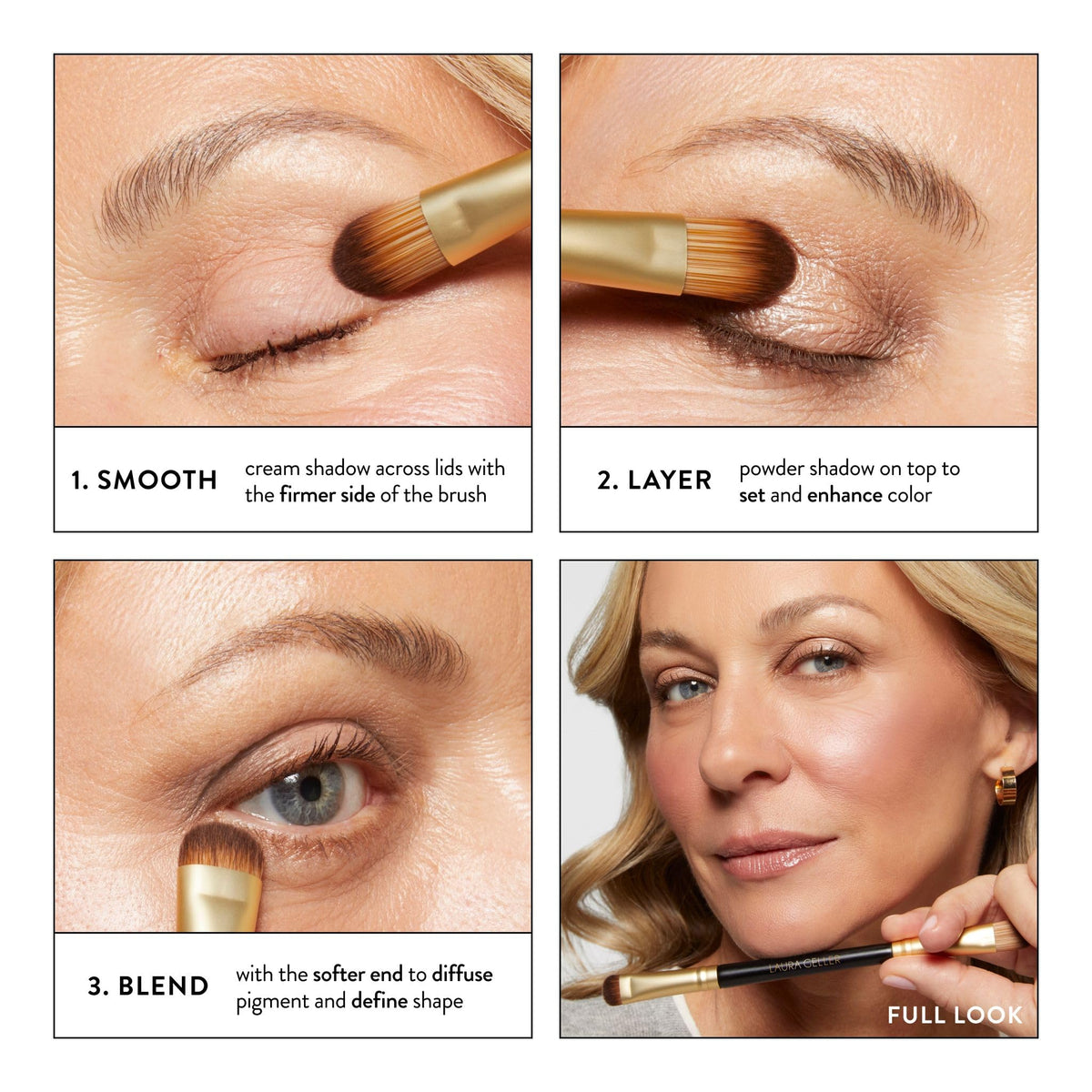 LAURA GELLER NEW YORK close-up of synthetic bristles highlighting even pigment pick-up