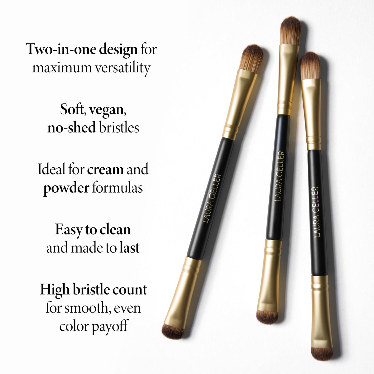 LAURA GELLER NEW YORK brush applying shadow on eyelid for controlled placement