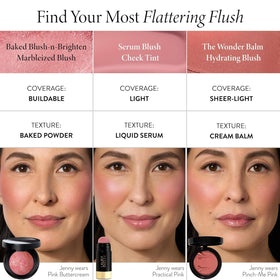 LAURA GELLER NEW YORK applying blush to cheek showing natural lift and glow