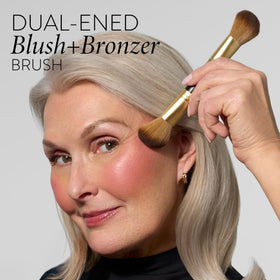 LAURA GELLER applying blush with angled side for lifted cheeks