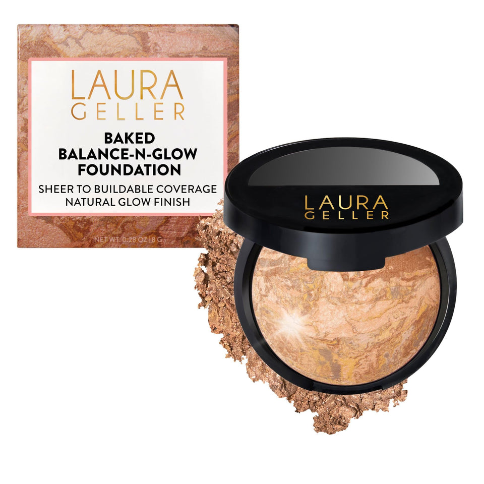 LAURA GELLER compact front view shows sleek packaging and portability