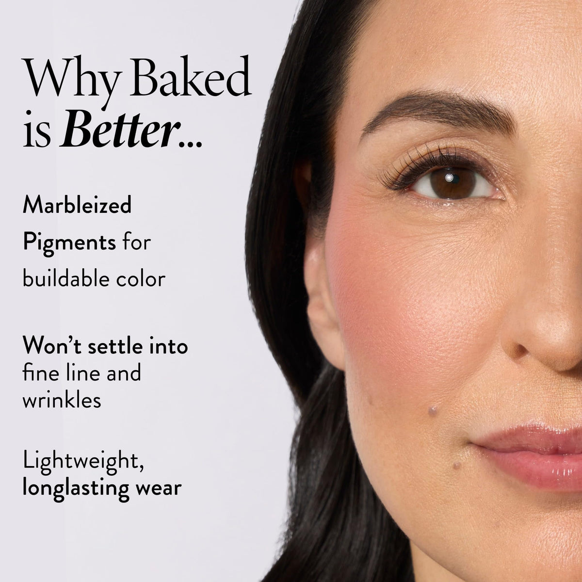 LAURA GELLER side angle of product pan showing baked surface and lasting color benefit
