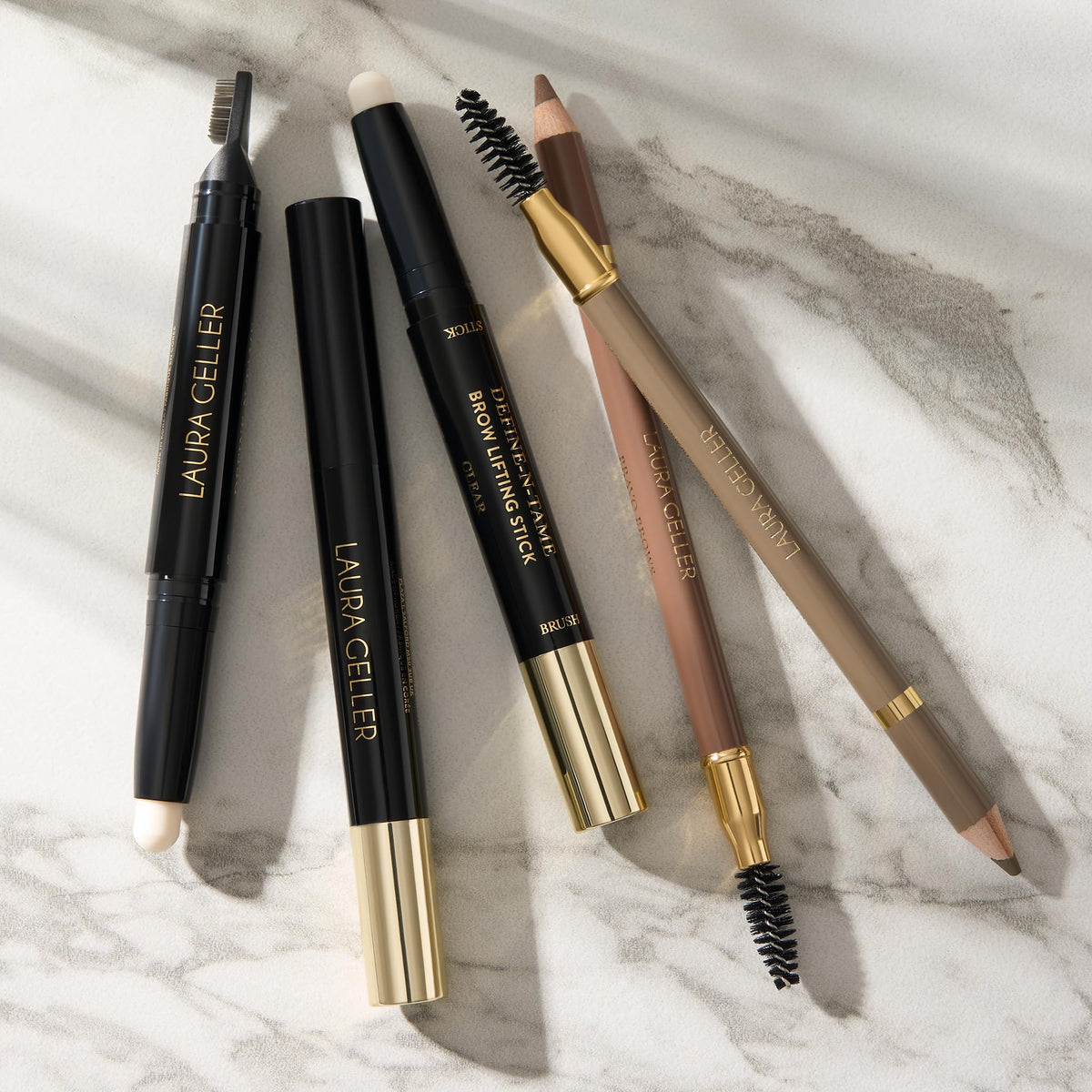 LAURA GELLER pencil beside makeup bag ready for everyday touch-ups