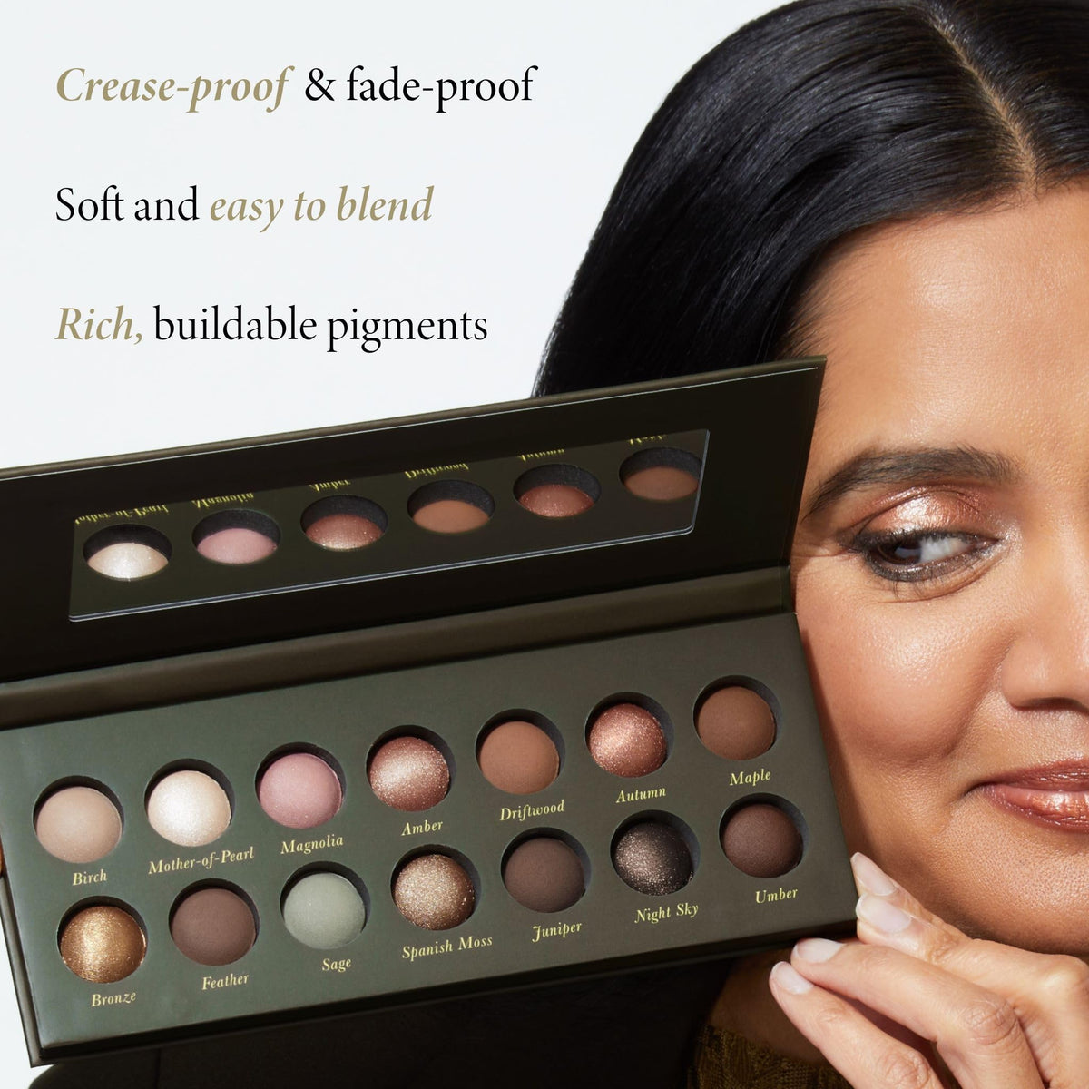 LAURA GELLER NEW YORK macro of baked eyeshadow texture highlighting creamy blendability