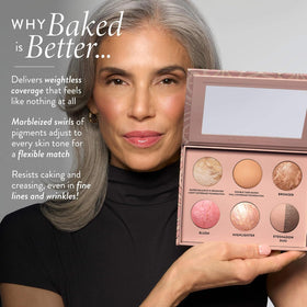LAURA GELLER six eyeshadow pans arranged to show neutral-to-warm eye color options