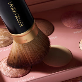 LAURA GELLER NEW YORK model applying palette demonstrating natural radiant finish