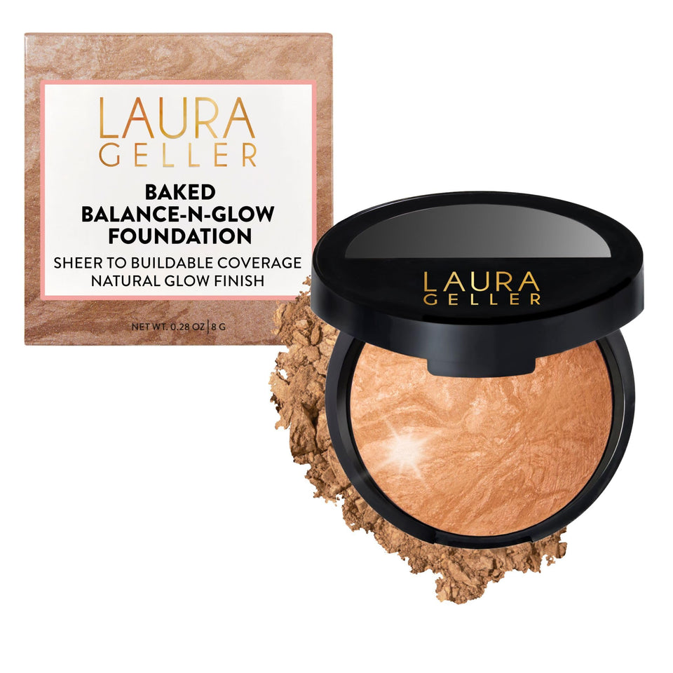 LAURA GELLER compact front view showing golden medium shade and portable benefit