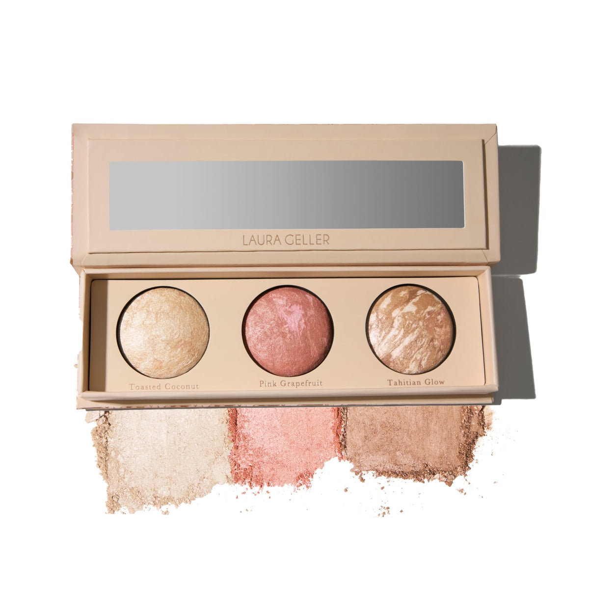 LAURA GELLER front palette view showing three pans and compact convenience