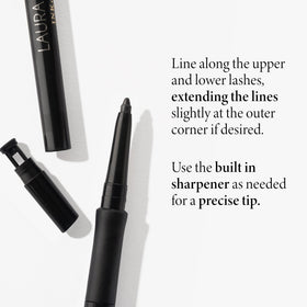 LAURA GELLER NEW YORK eye application demo showing crisp winged eyeliner benefit