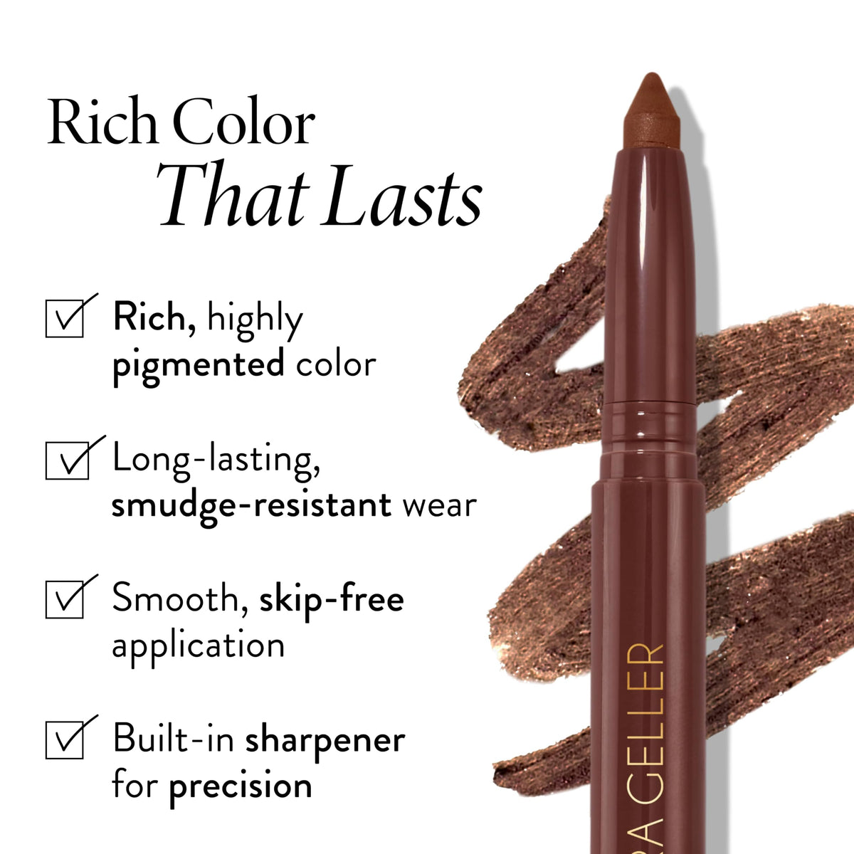 LAURA GELLER NEW YORK endcap sharpener detail for quick sharpening benefit