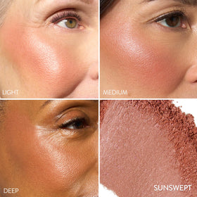 LAURA GELLER marbleized baked powder texture highlighting silky application benefit
