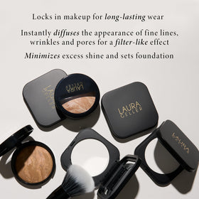 LAURA GELLER NEW YORK open powder top view revealing fine, translucent finish