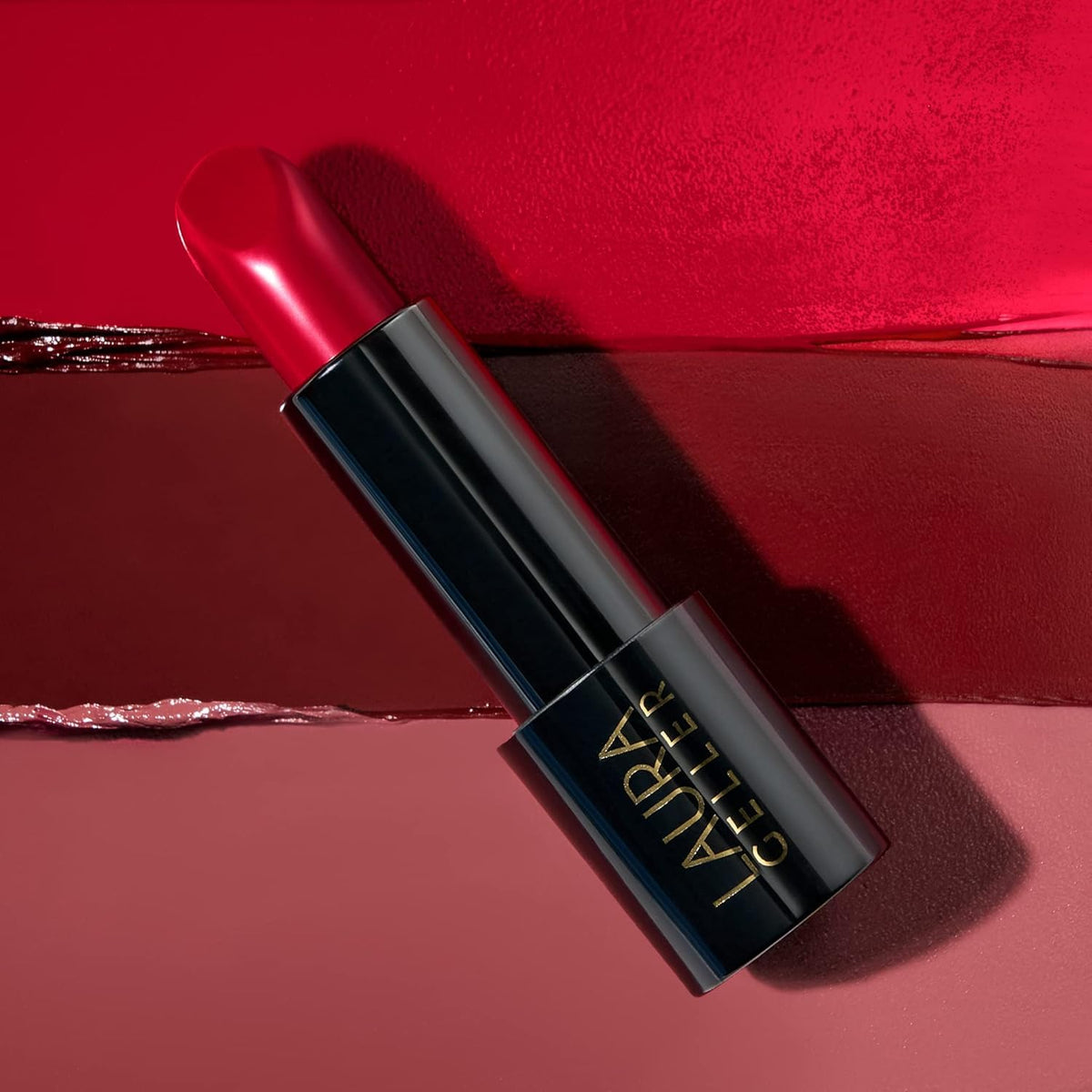 LAURA GELLER NEW YORK lipstick inside a purse showing on-the-go touch-up practicality