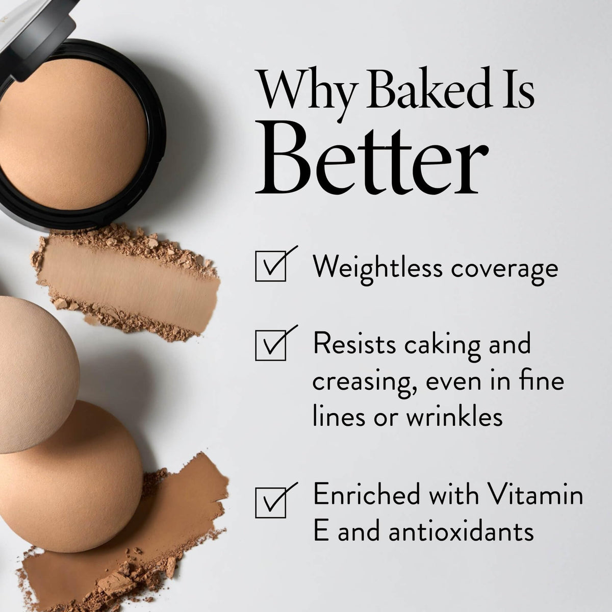 LAURA GELLER NEW YORK powder applied dry on skin demonstrating natural medium coverage