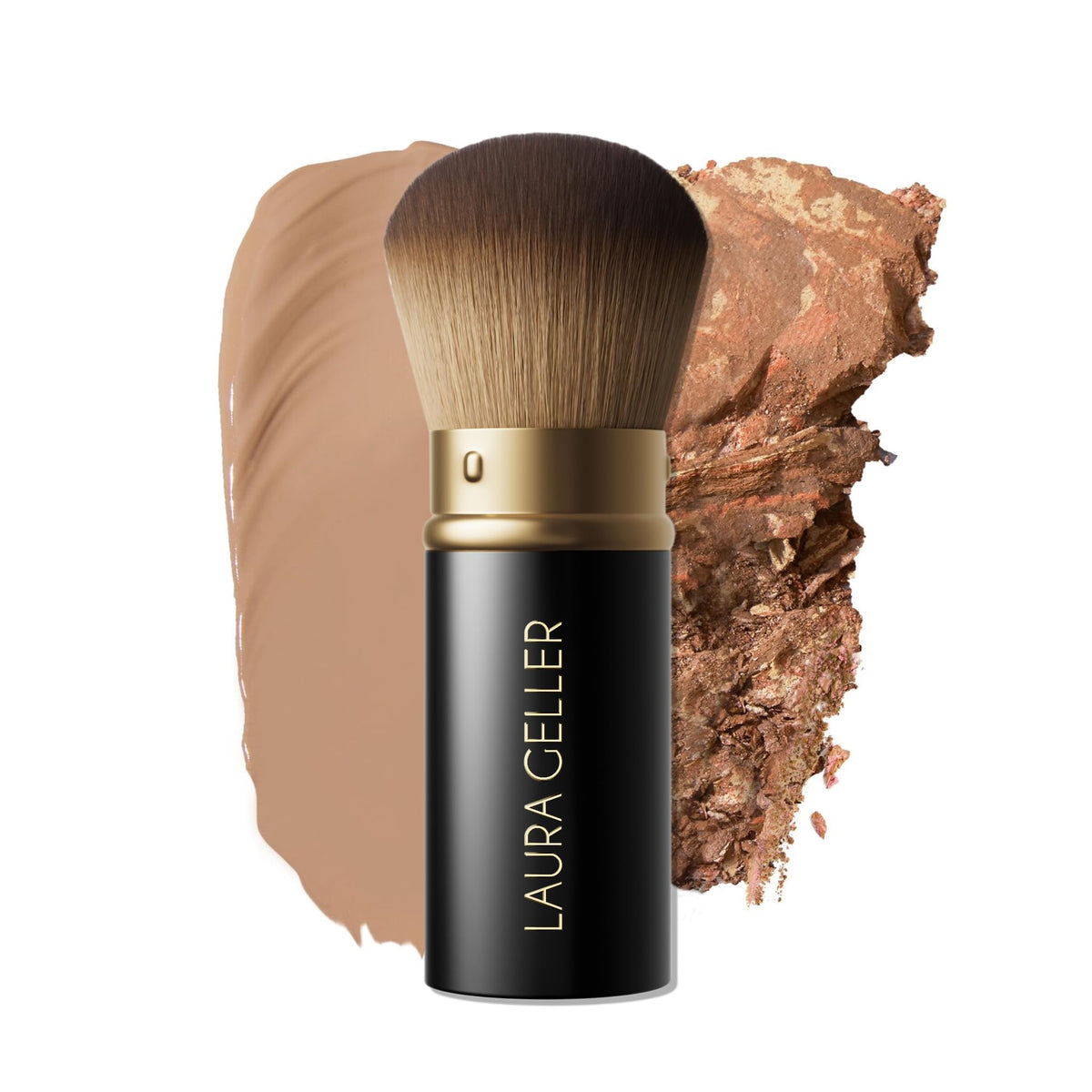 LAURA GELLER NEW YORK front view of retractable kabuki brush showing compact design and portability