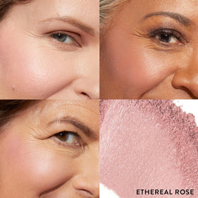 LAURA GELLER NEW YORK open compact top view revealing Ethereal Rose baked blush glow