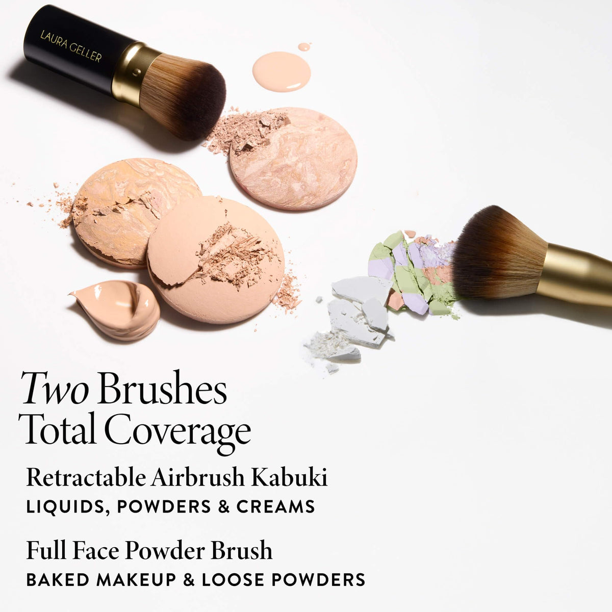 LAURA GELLER NEW YORK close-up of face powder brush bristles for even blending