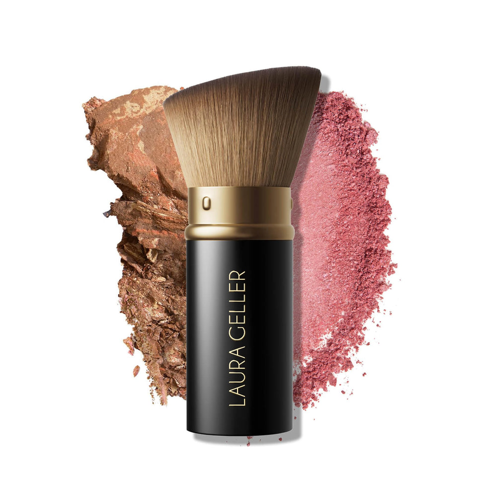 LAURA GELLER NEW YORK front packaging showing retractable kabuki protecting bristles