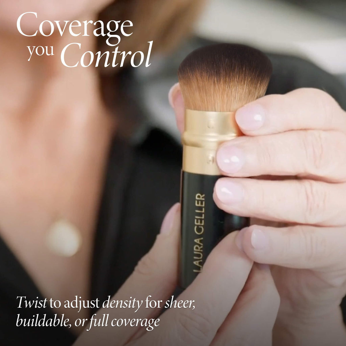 LAURA GELLER NEW YORK brush applying powder for even airbrushed finish benefit