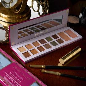 LAURA GELLER NEW YORK palette in use applying shimmer to eyelid for quick glam