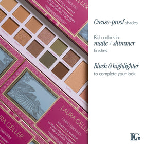 LAURA GELLER NEW YORK close-up of eyeshadow pans showing smooth texture benefits
