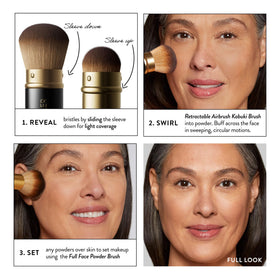 LAURA GELLER NEW YORK brushes held in hand to show scale and ergonomic handles