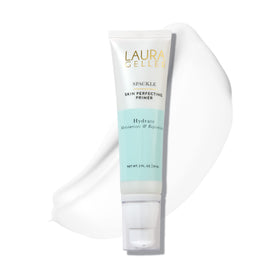 LAURA GELLER NEW YORK front bottle shot showing clear primer and benefit of smooth application