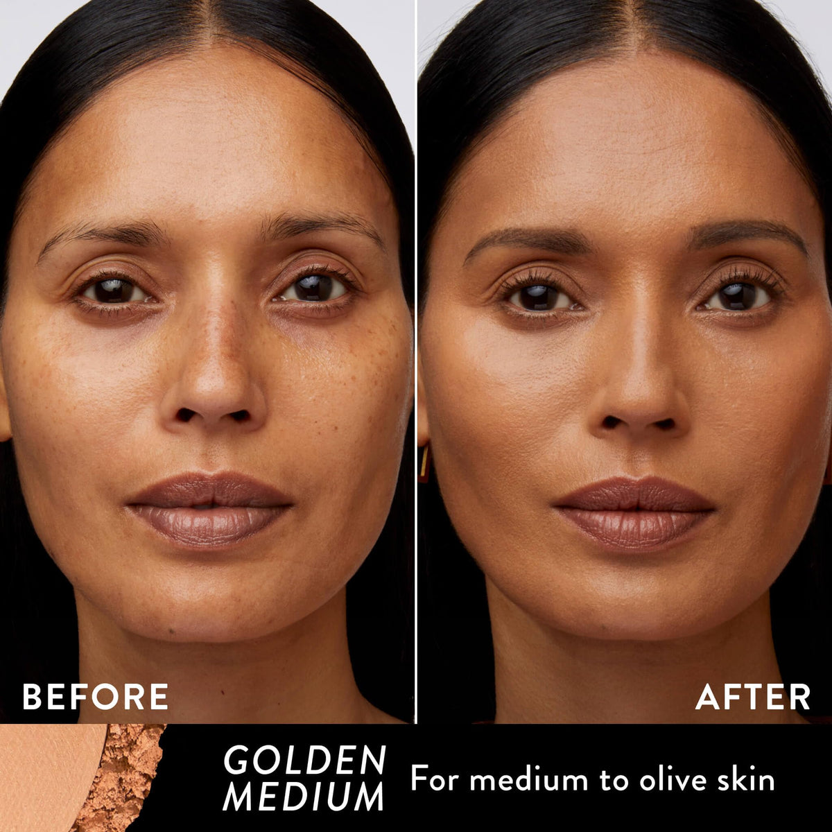 LAURA GELLER open compact showing baked powder pan and mirror for quick touch-ups