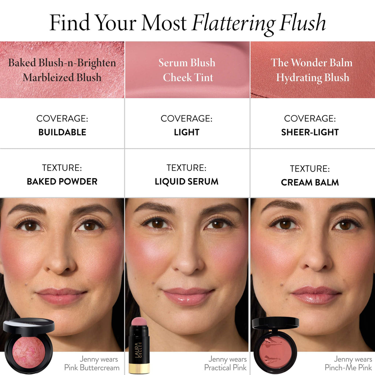 LAURA GELLER brush swipe across blush plate showing easy pick-up and payoff
