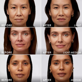 LAURA GELLER on model with medium skin showing natural dewy finish and even tone